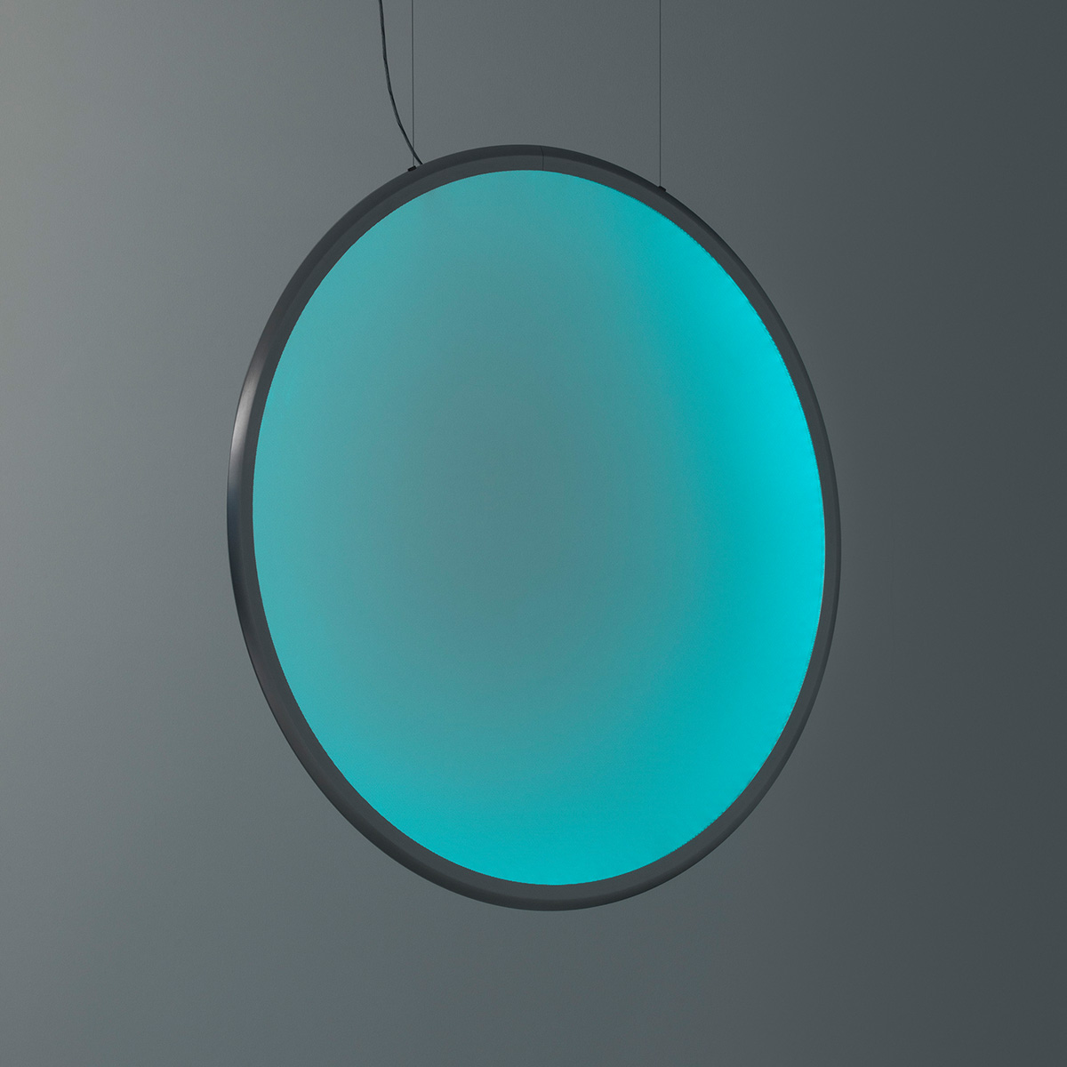 Artemide Discovery Vertical 70 RGBW LED Sospensione, Aluminium satiniert (Lichtfarbe blau)