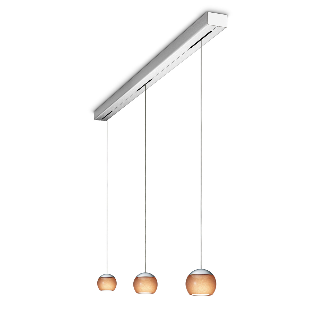 Oligo Balino LED Pendelleuchte, 3-flg., Chrom matt / braun glänzend
