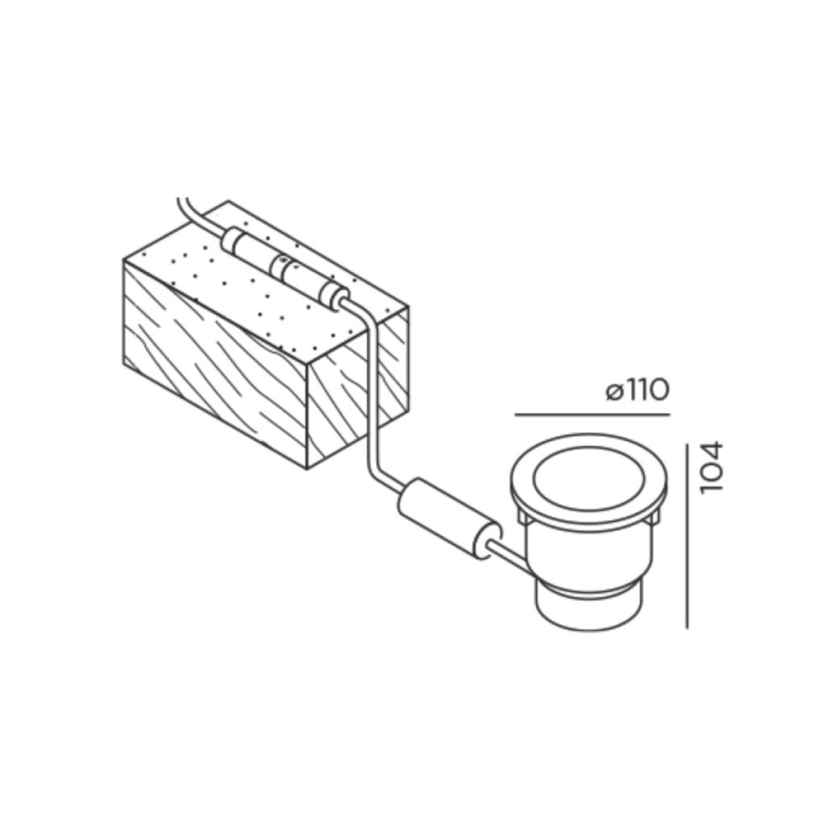 IP44.DE In A LED Bodeneinbauleuchte Connect, Maßzeichnung