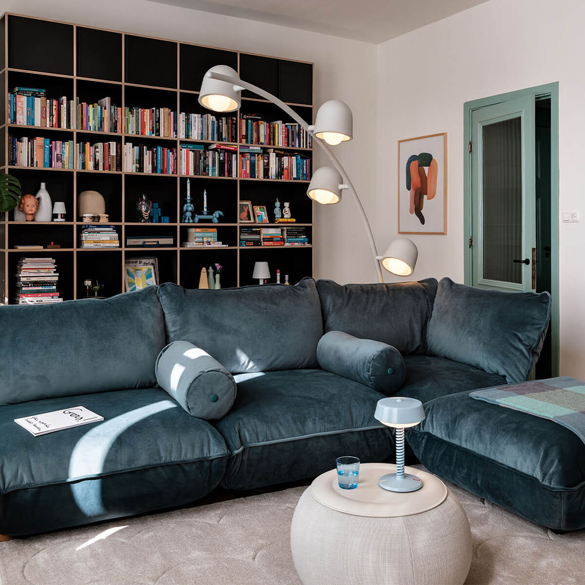 Fatboy Puff Rolster Pillow Velvet Recycled Kissen, petrol