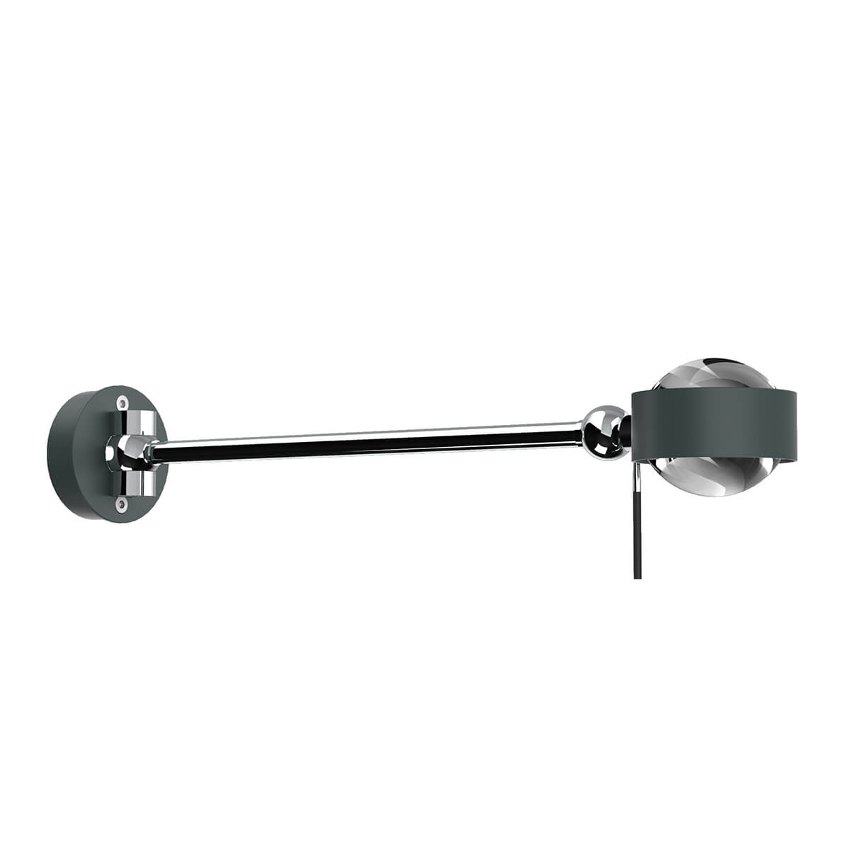 Top Light Puk Mini Hotel Wandleuchte, 30 cm, Gehäuse, anthrazit matt / Chrom, mit Linse klar / Linse klar (nicht inbegriffen)