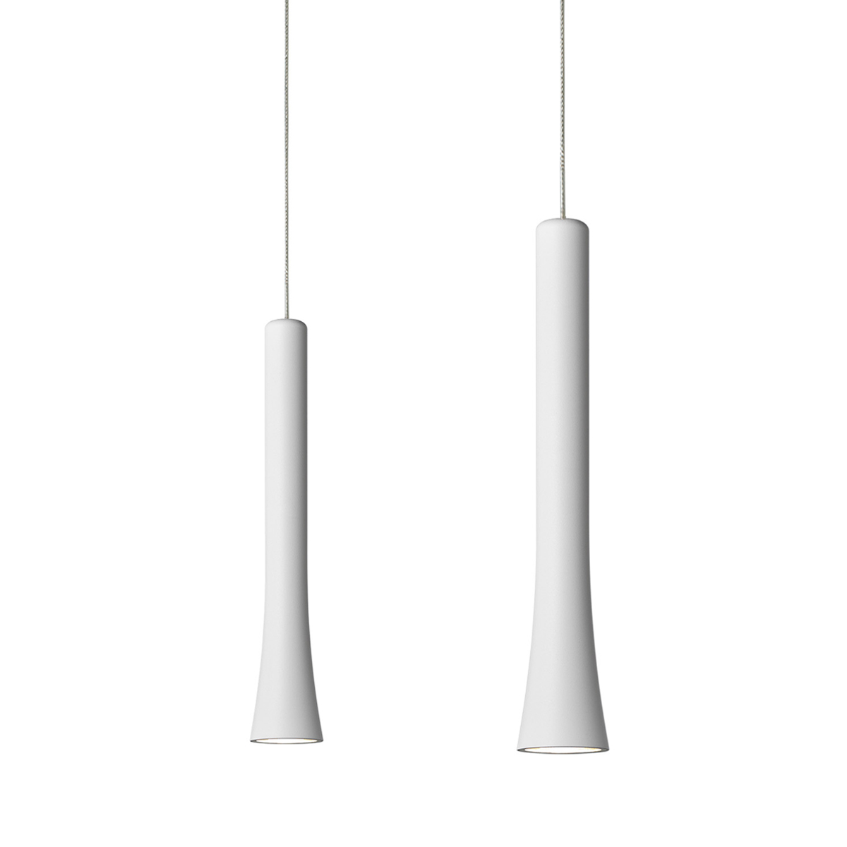 Oligo Rio LED Pendelleuchte, 2-flg., unsichtbare Höhenverstellung, Baldachin: Alu gebürstet, weiß matt