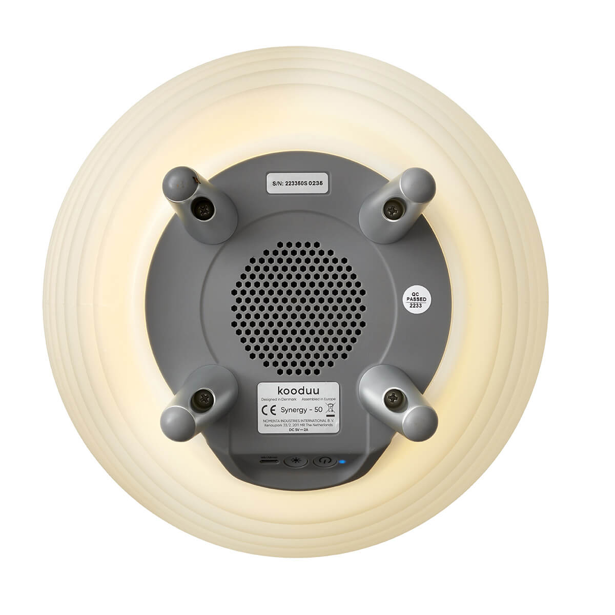 Kooduu Synergy 2.0 LED Akkuleuchte, Bluetooth Lautsprecher & Weinkühler, 50 (medium, Höhe: 56 cm), Boden mit Lautsprecher, Bedienfeld und USB-C-Anschluss