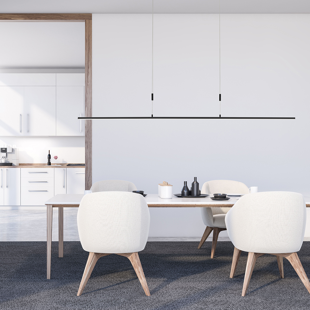 Bankamp Slim LED Pendelleuchte, Länge: 128 cm, schwarz