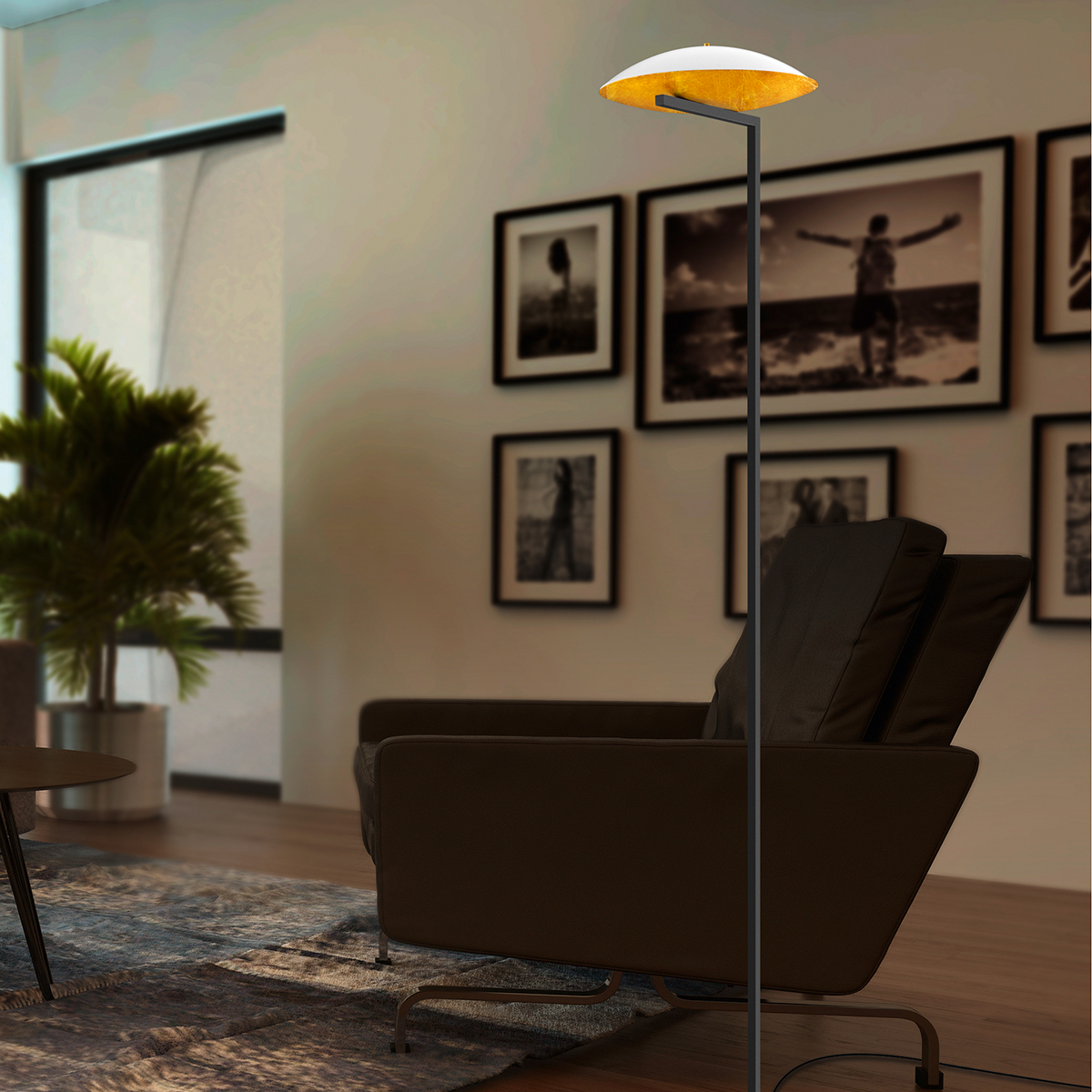 Luce Elevata by BANKAMP Pure Up LED Stehleuchte, Blattgoldoptik