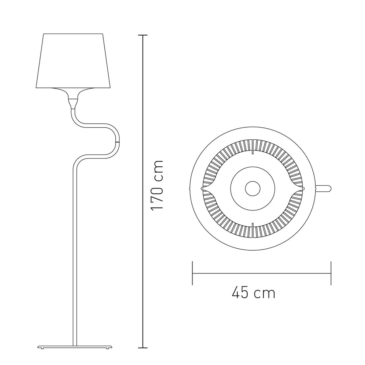 Slamp Liza Floor, Maßzeichnung