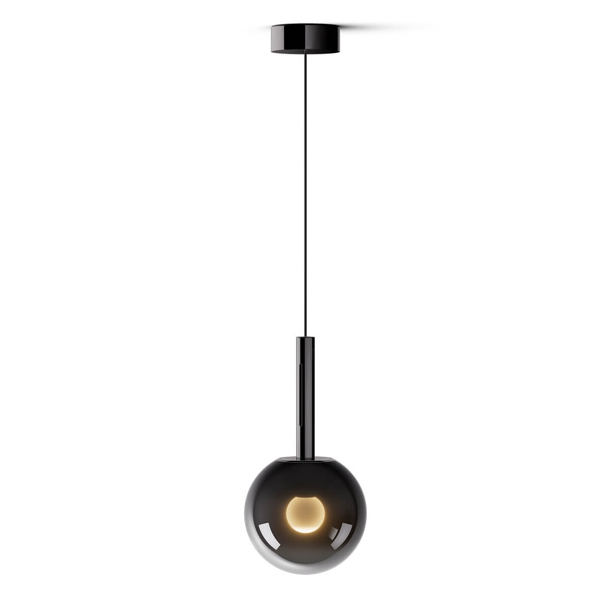 Occhio Luna sospeso fix up LED Pendelleuchte, Ø: 16 cm, dark chrome