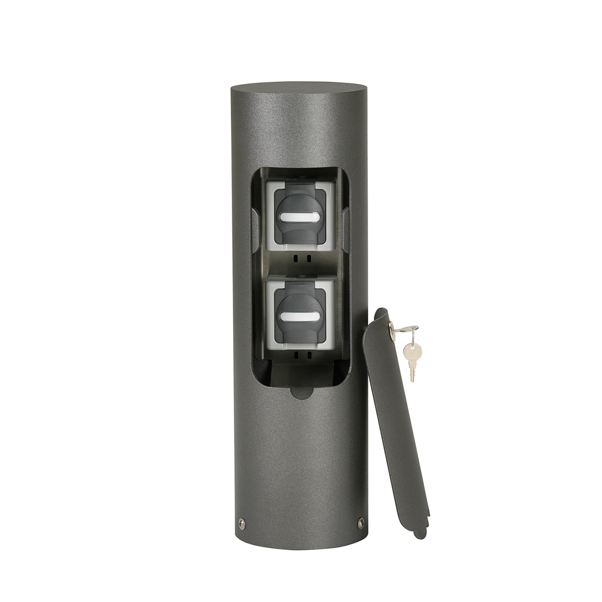 Albert Leuchten 624410 Steckdosensäule, abschließbar, 2-fach, anthrazit (geöffnet) 624410 Steckdosensäule, abschließbar