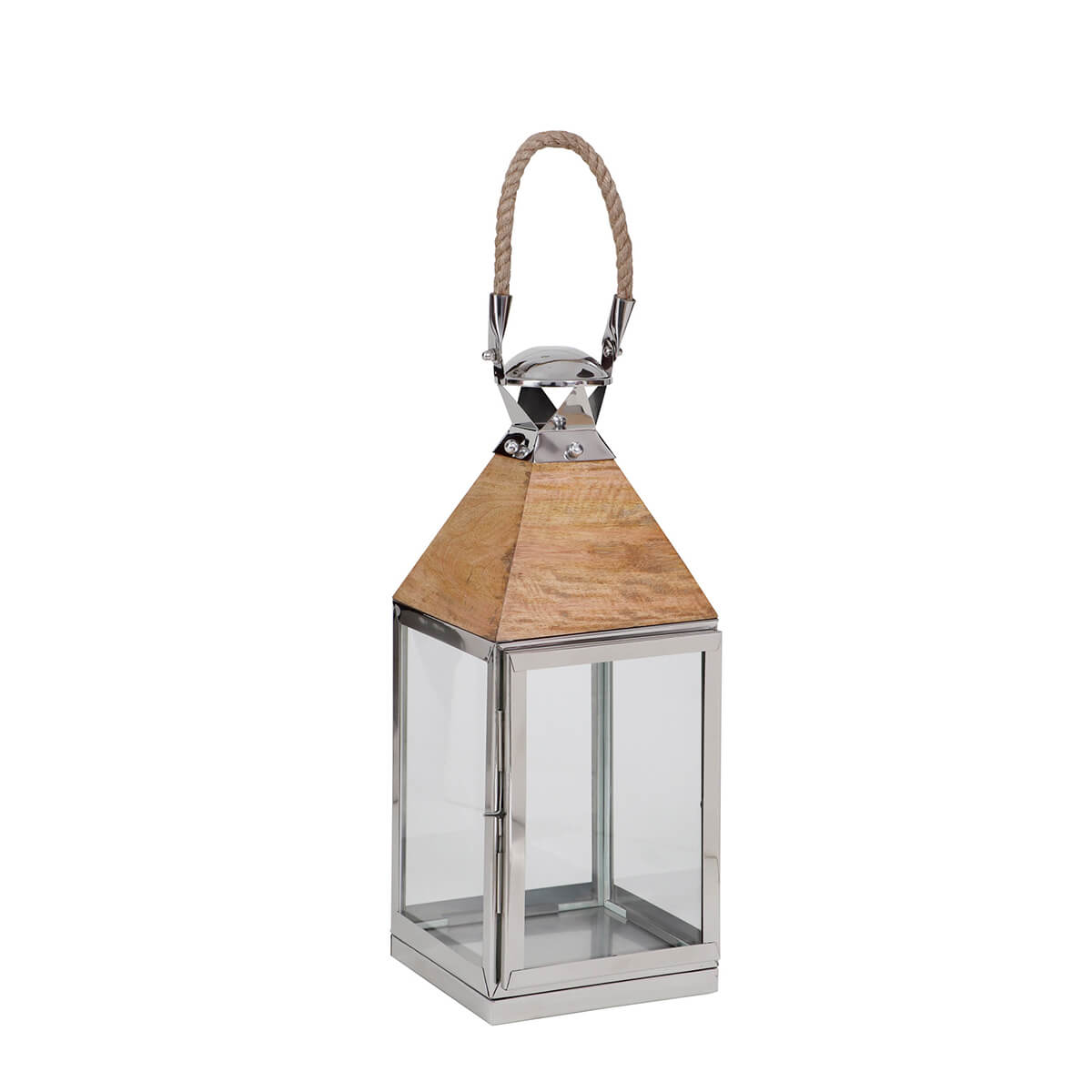 L.C. Wholesaler Laterne mit Seilgriff, Höhe: 55 cm, Holz / Stahlgestell