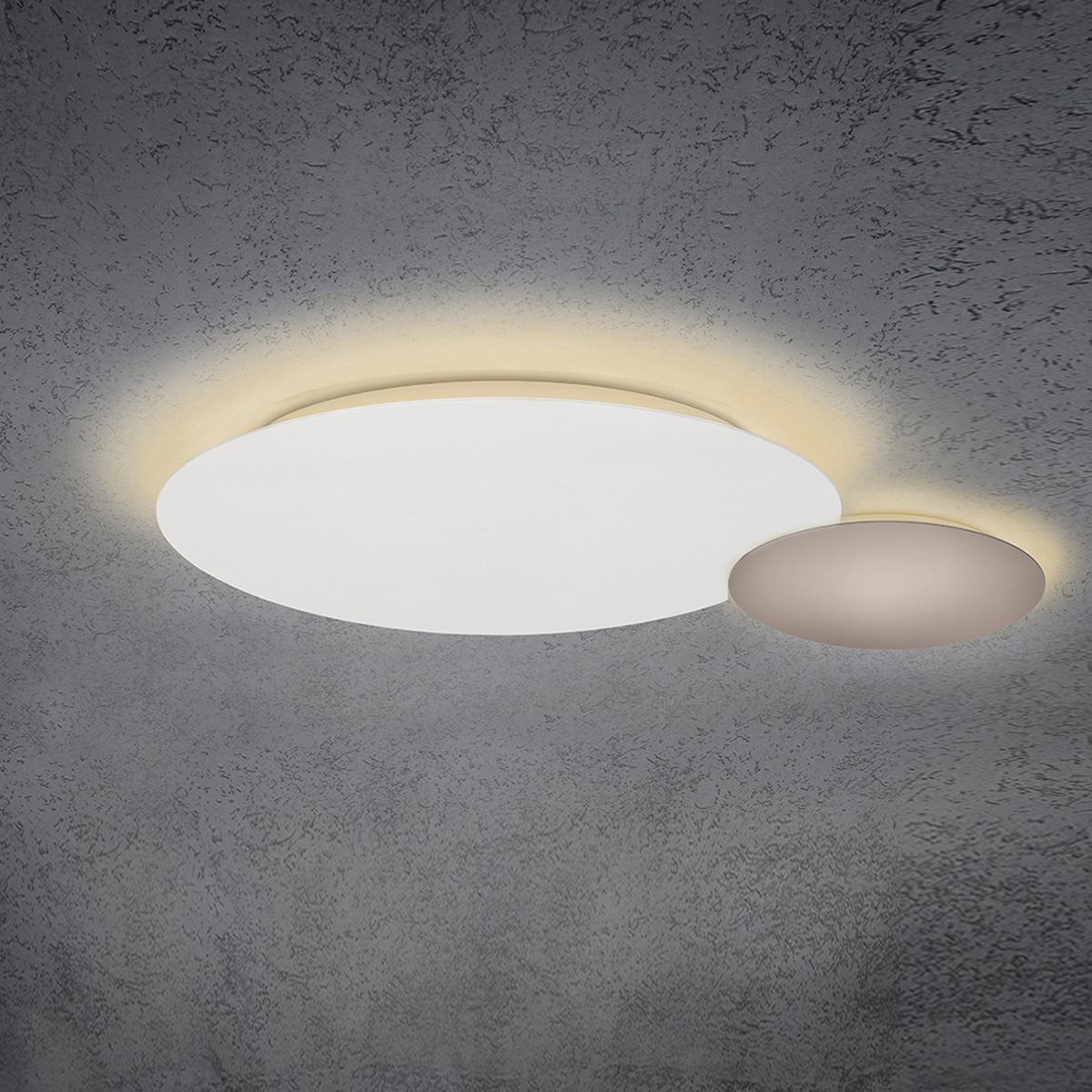 Escale Blade LED Wand- / Deckenleuchte, 2-flg., Ø: 44 cm und 24 cm, weiß matt / taupe eloxiert