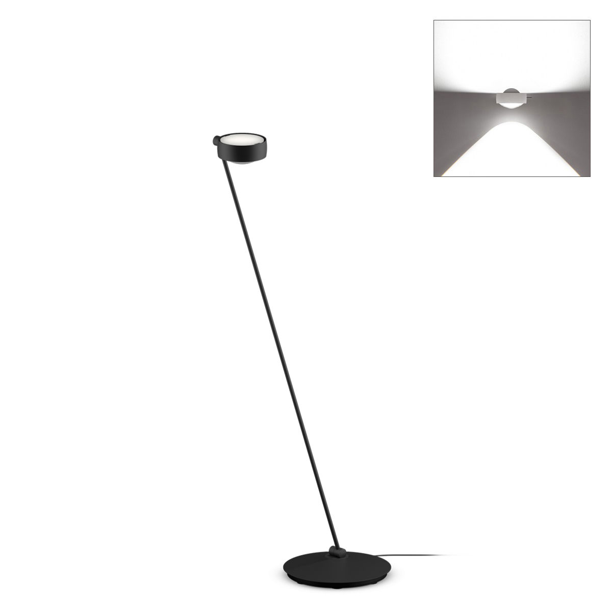 Occhio Sento E lettura LED Leseleuchte, 125 cm, 2700 K, Ausrichtung: rechts vom Objekt, schwarz matt