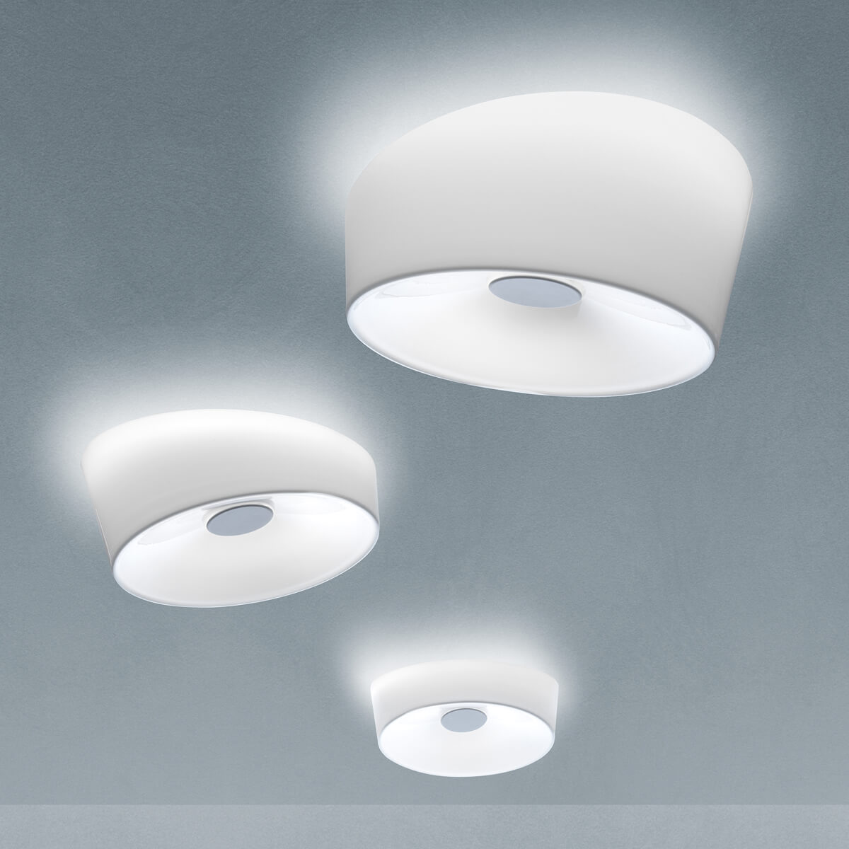Foscarini Lumiere XXL Parete / Soffitto, bianco (weiß), und Foscarini Lumiere XXS Parete / Soffitto, bianco (weiß)