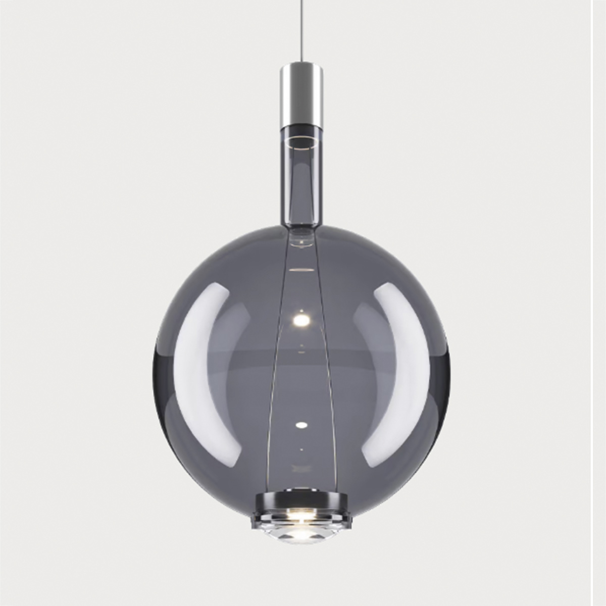 Lodes Sky-Fall Round Large LED Pendelleuchte, Chrom / Rauchglas