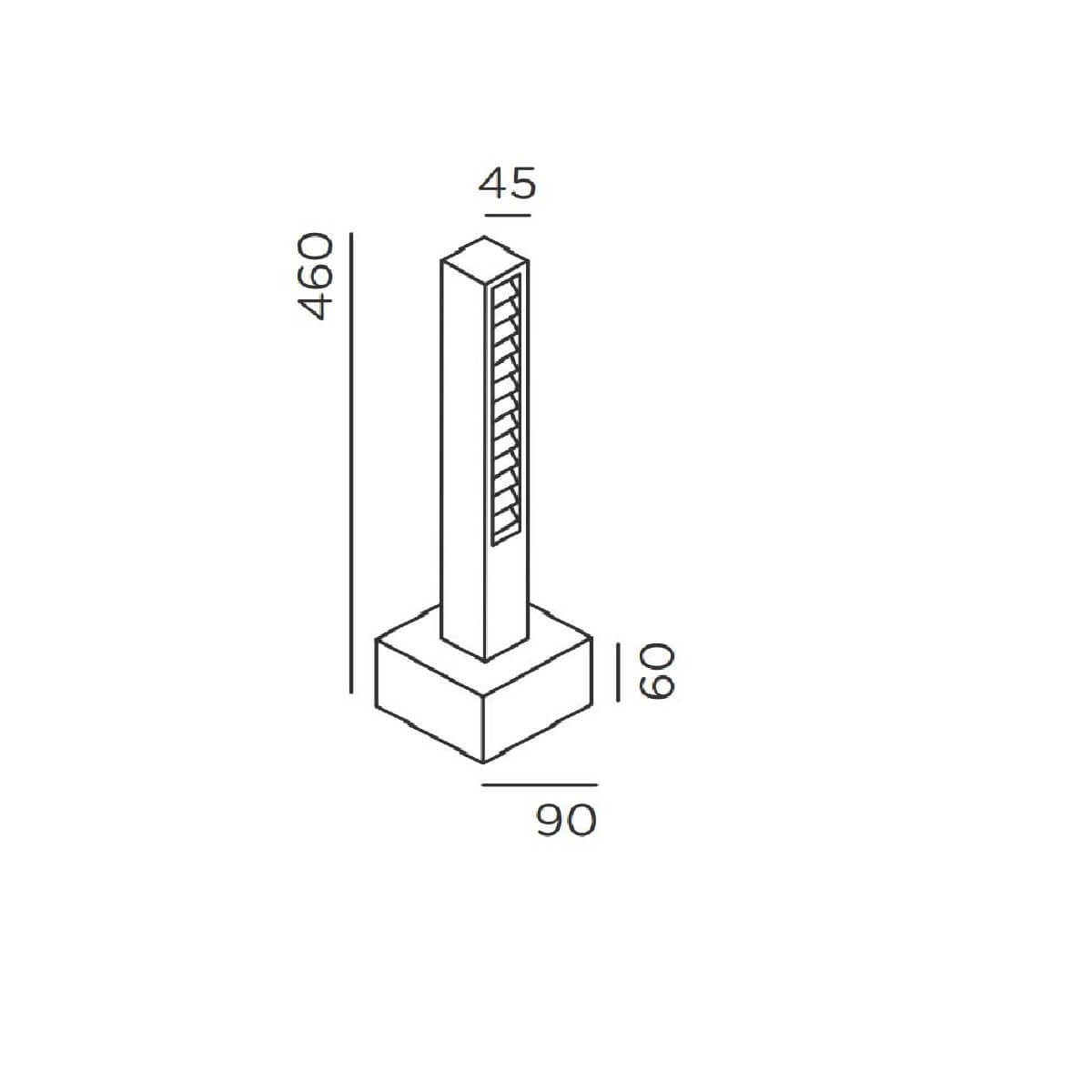 IP44.DE Lin LED Pollerleuchte, Höhe: 46 cm, Maßzeichnung