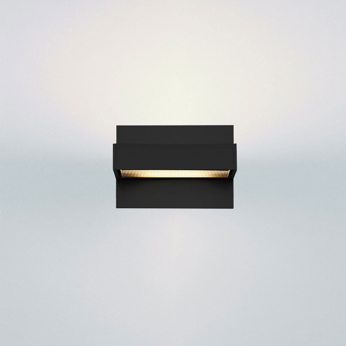 Serien.lighting SML² 150 Wall LED, schwarz lackiert, Gläser: satinée / Raster, mit SML² 150 Wall Wandabdeckung, schwarz lackiert
