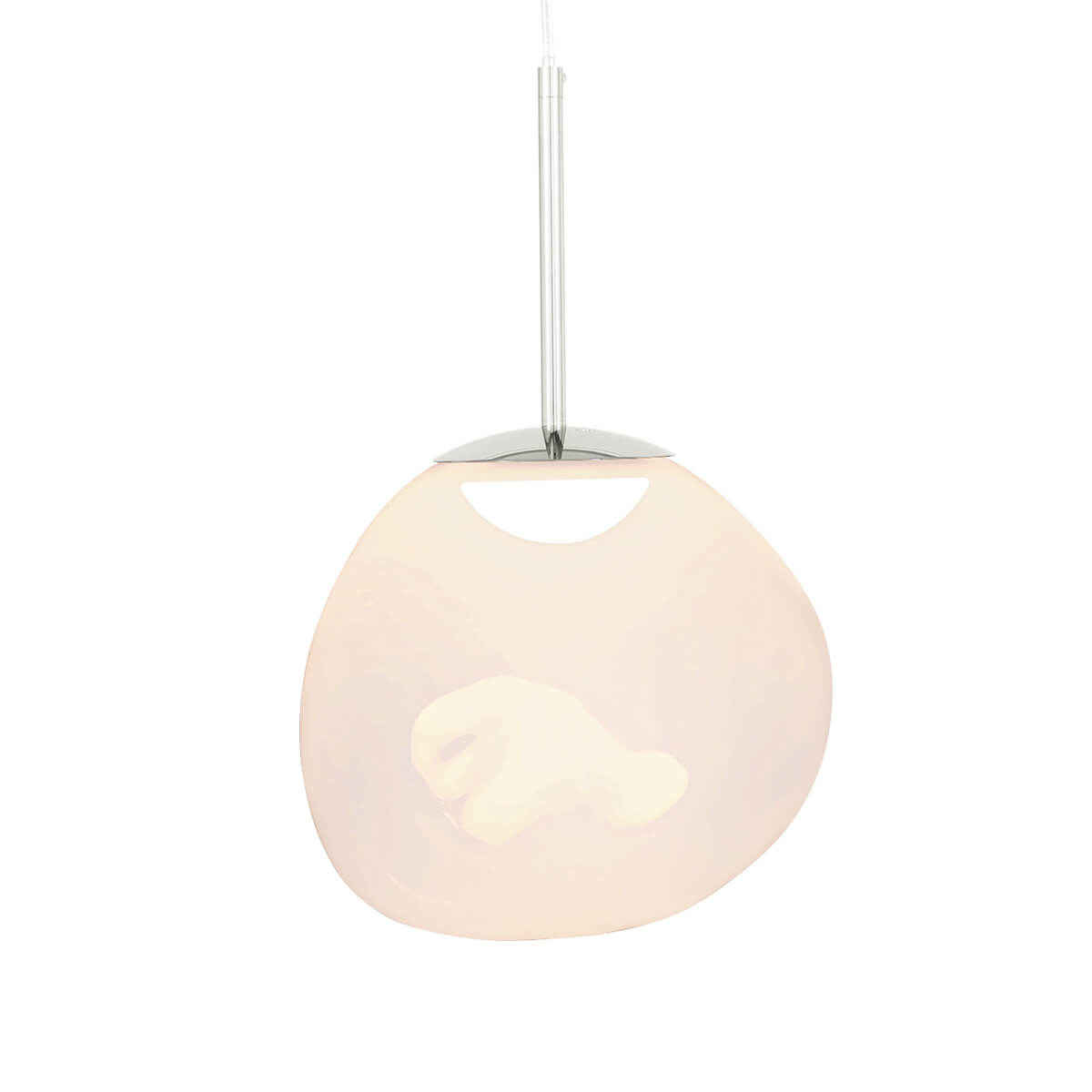 Tom Dixon Melt Mini LED Pendelleuchte, opal / Silber (eingeschaltet)