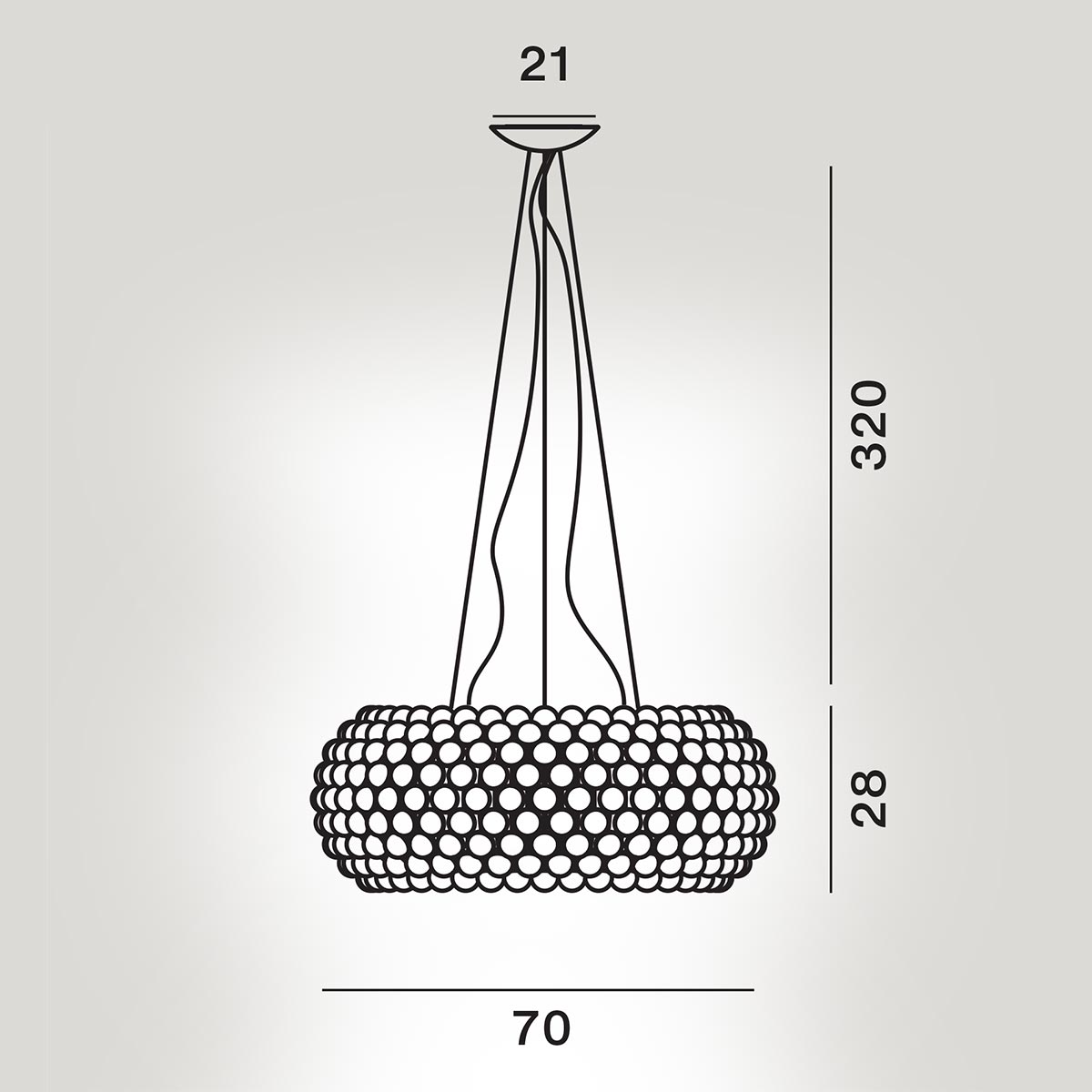 Foscarini Caboche Plus Grande MyLight Tunable White LED Sospensione, Maßzeichnung