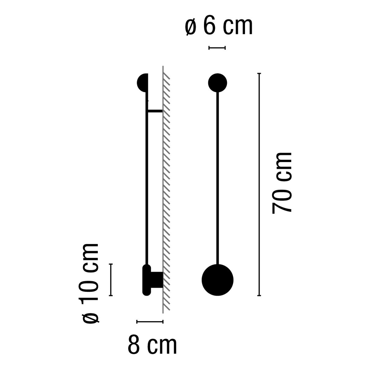 Vibia Pin 1692 LED Wandleuchte, Maßzeichnung