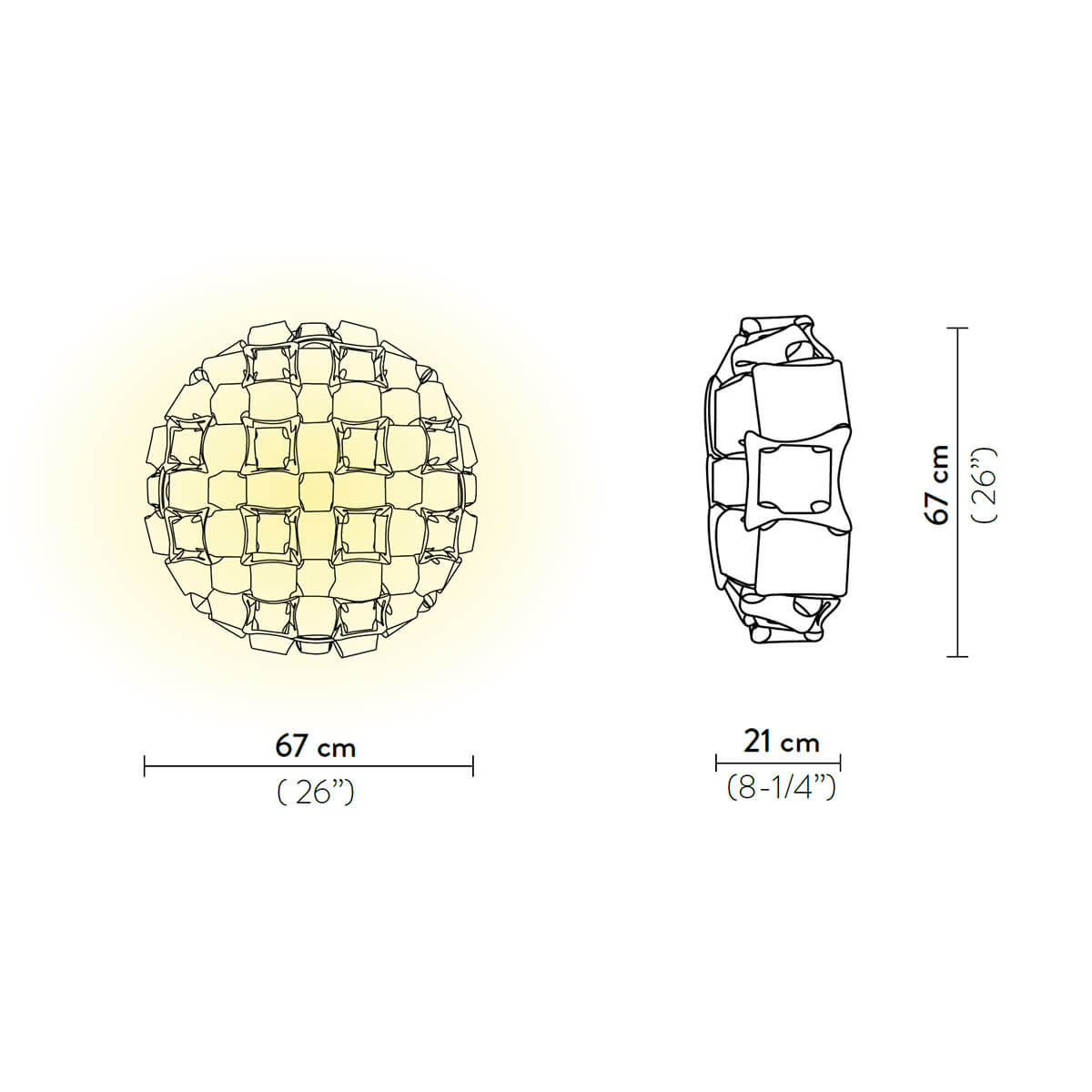 Slamp Mida Ceiling / Wall Large, Maßzeichnung