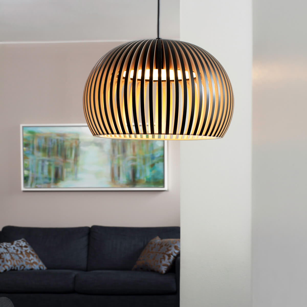 Secto Design Atto 5000 Pendelleuchte, schwarz laminiert, Kabel: schwarz