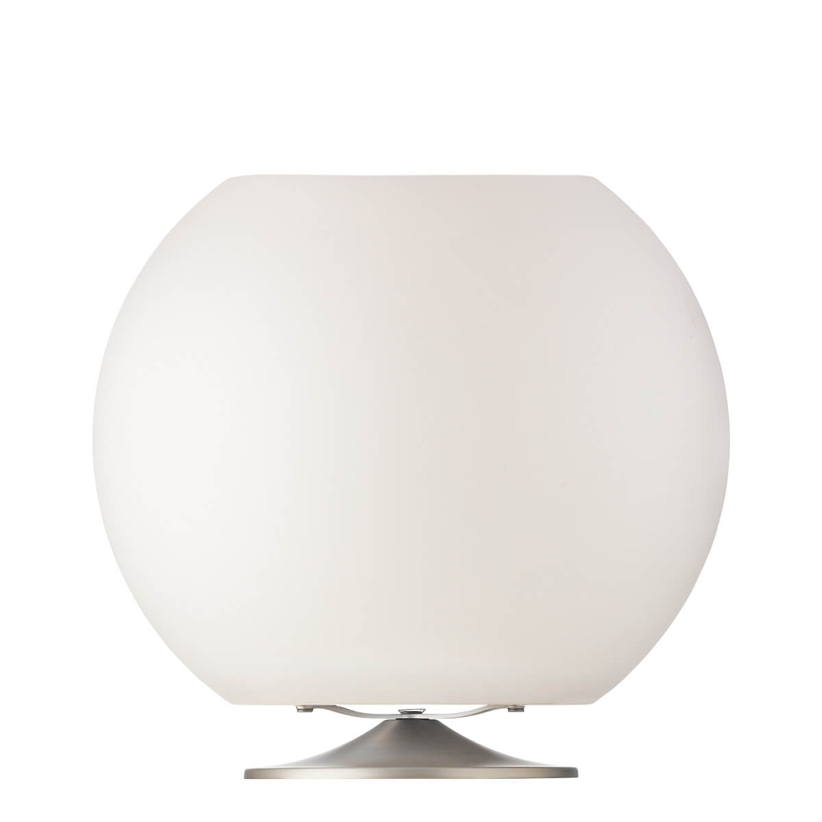 Kooduu Sphere LED Akkuleuchte, Bluetooth Lautsprecher & Weinkühler, Aluminium gebürstet, Rückseite (ausgeschaltet)