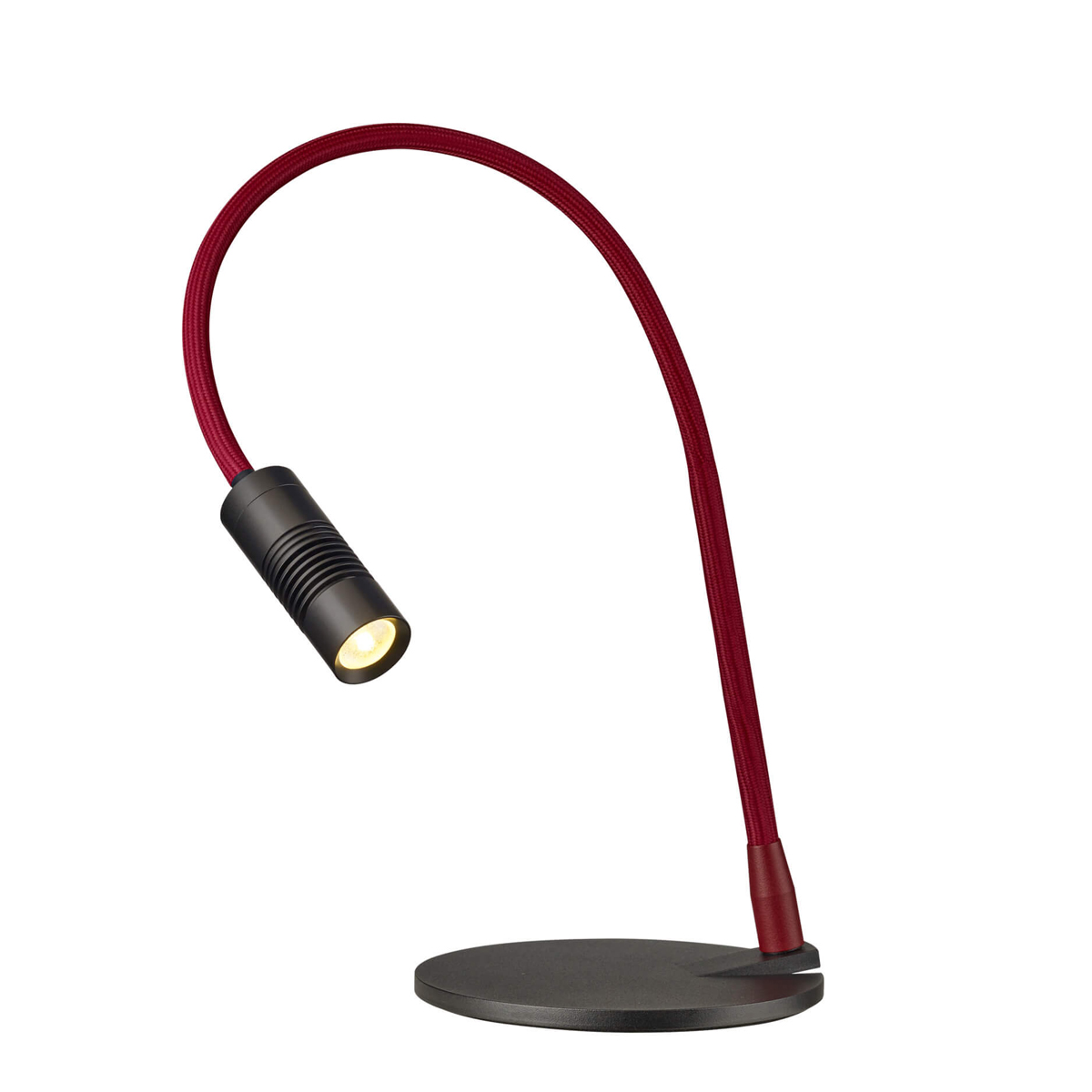 Oligo A Little Bit Colour LED Tischleuchte, Kopf: schwarz matt, Flexarm: rot matt
