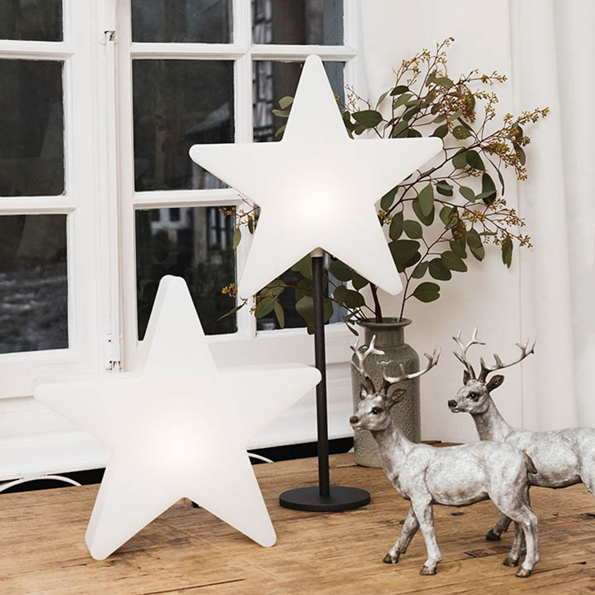 8 seasons design Shining Window Star LED Akkuleuchte, weiß / schwarz