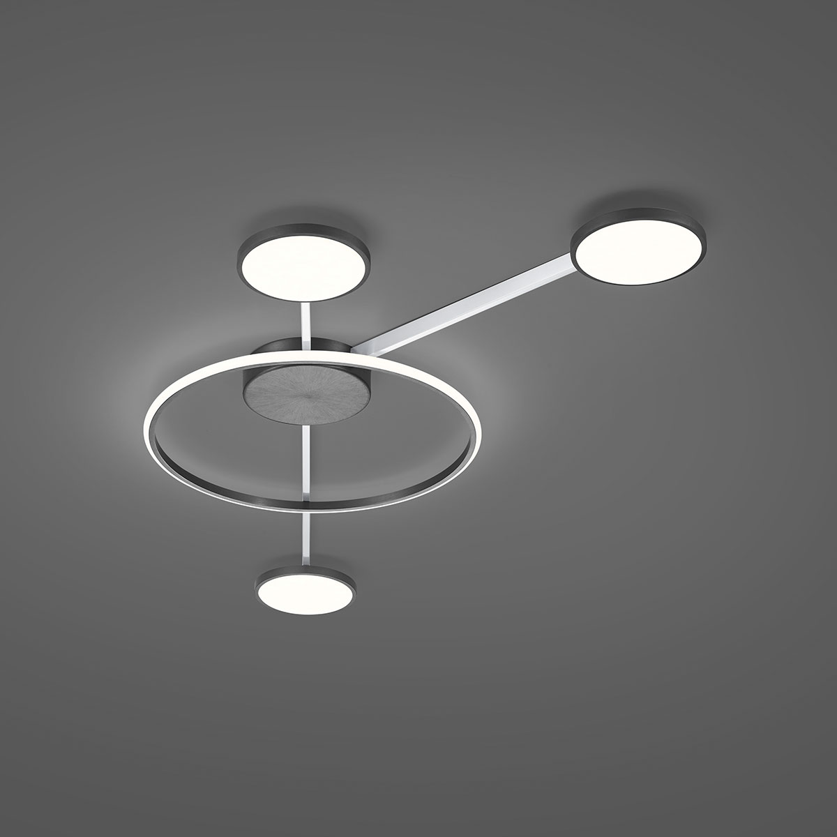 Bopp Plus Satellite LED Deckenleuchte, mit ZigBee, anthrazit / Nickel geschliffen