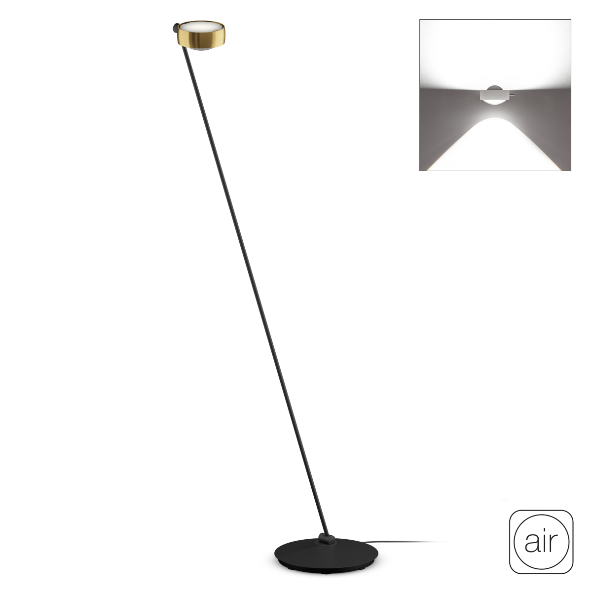 Occhio Sento E lettura "air" LED Leseleuchte, 160 cm, 2700 K, Ausrichtung: rechts vom Objekt, Bronze / schwarz matt
