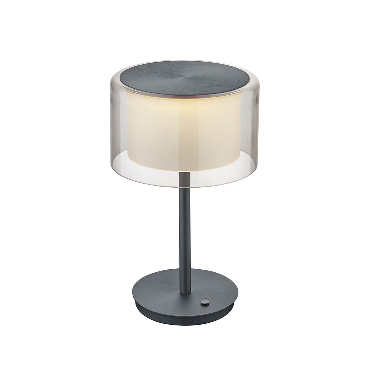 Bankamp Grand LED Tischleuchte, anthrazit matt eloxiert, Schirm: Kristallglas rauch