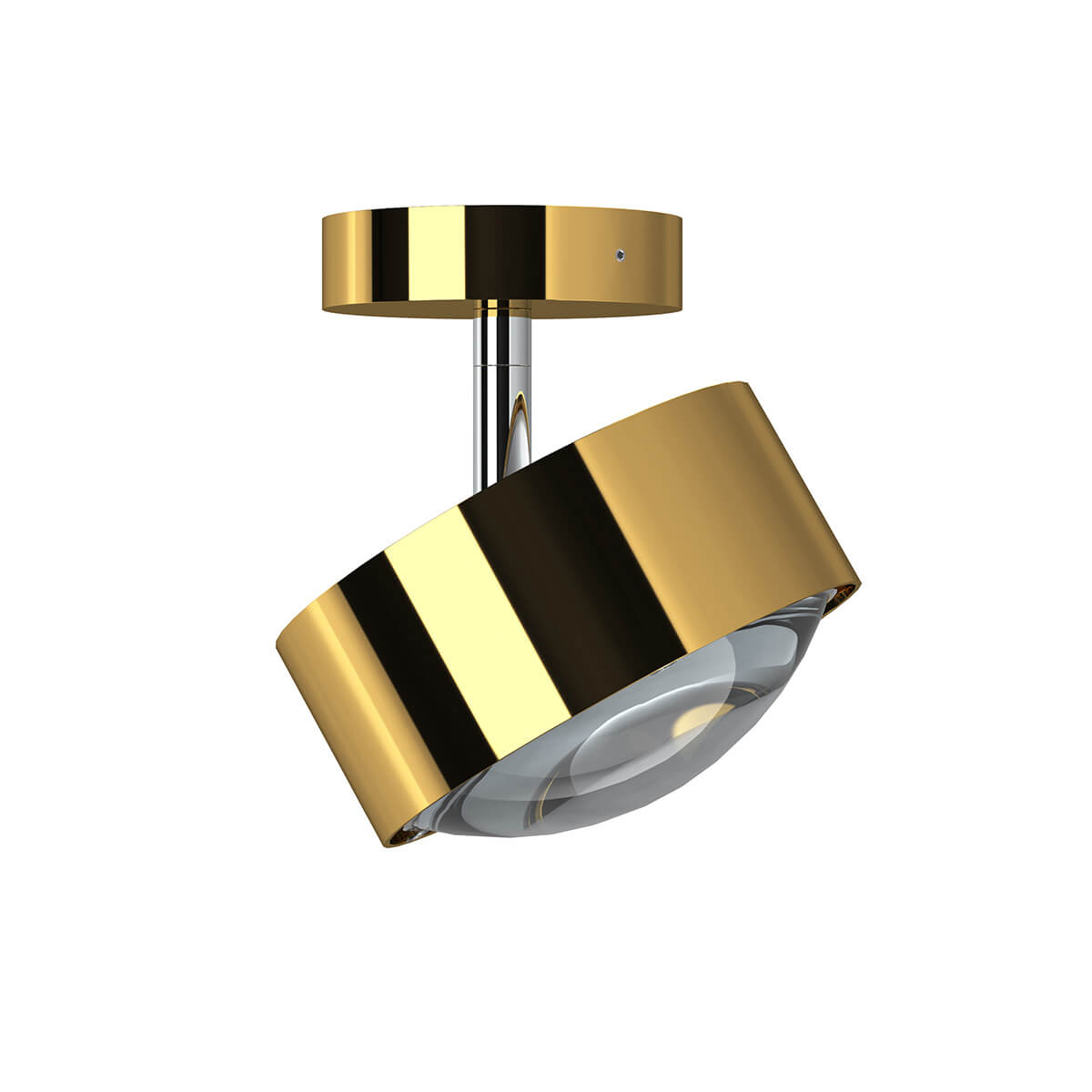 Top Light Puk Maxx Turn LED Up & Down Deckenleuchte, Gehäuse, 24 Karat vergoldet / Chrom, mit Linse klar (nicht inbegriffen)
