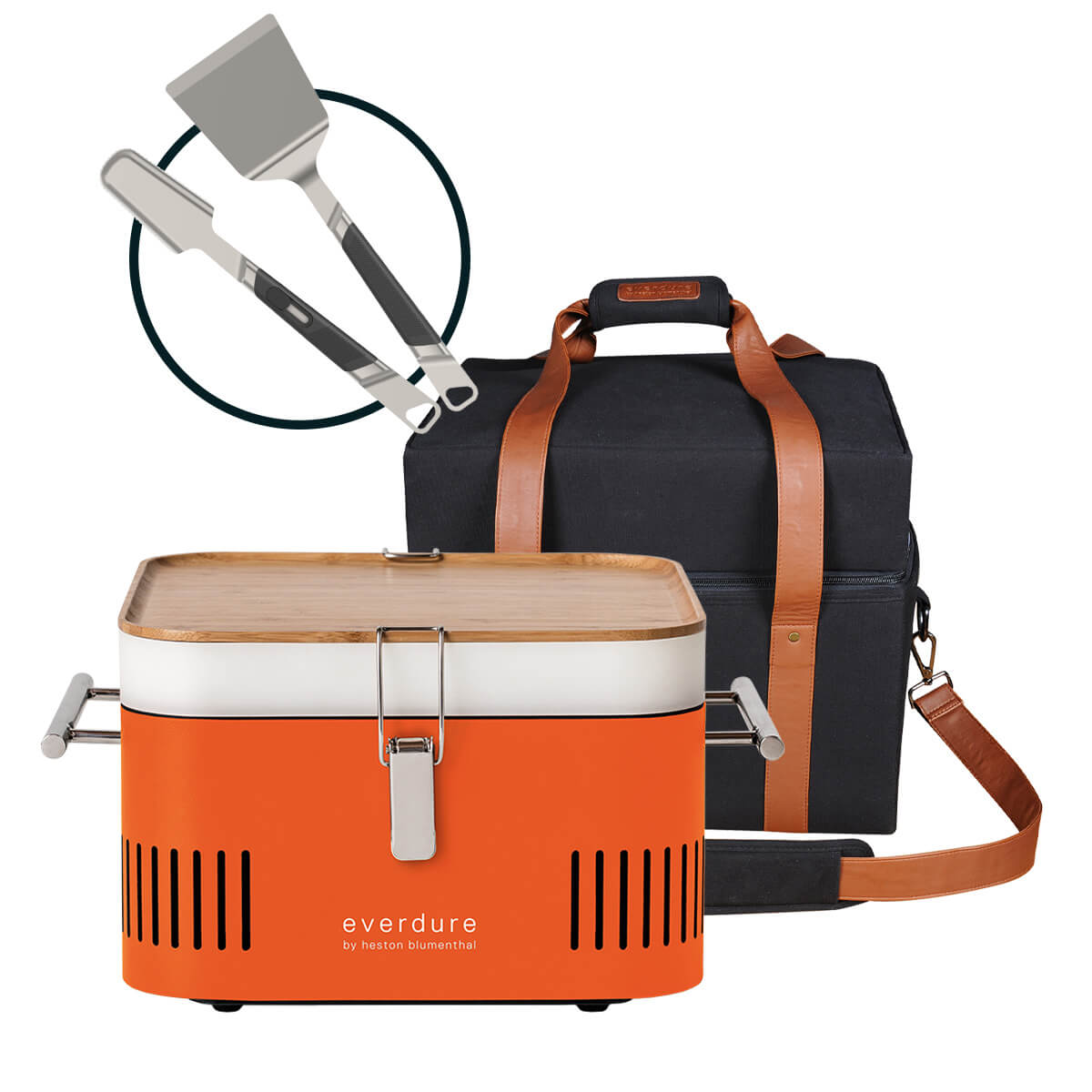 Everdure by heston blumenthal Cube Holzkohlegrill, tragbar, Pro-Set, orange Cube Holzkohlegrill, tragbar, Pro-Set