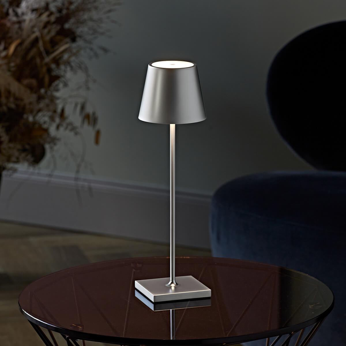 Sigor Nuindie LED Akkuleuchte, Flex-Mood, Silber eloxiert