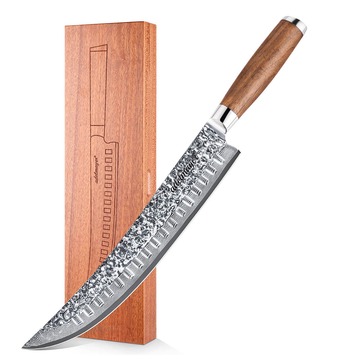 Adelmayer Damast Zerlegemesser, Damaststahl / Wallnussgriff Damast Zerlegemesser