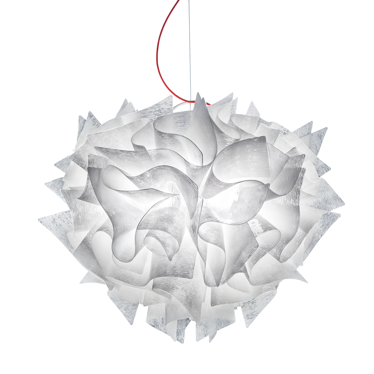 Slamp Veli Large Couture Suspension, Textilkabel: rot, weiß dekoriert