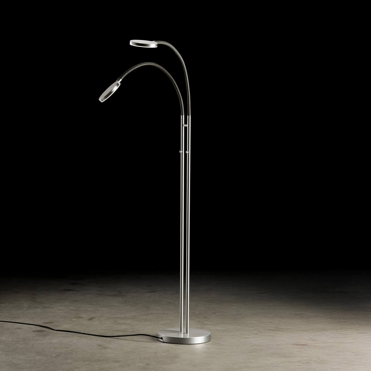 Holtkötter Flex Twin LED Stehleuchte, Aluminium matt / grau