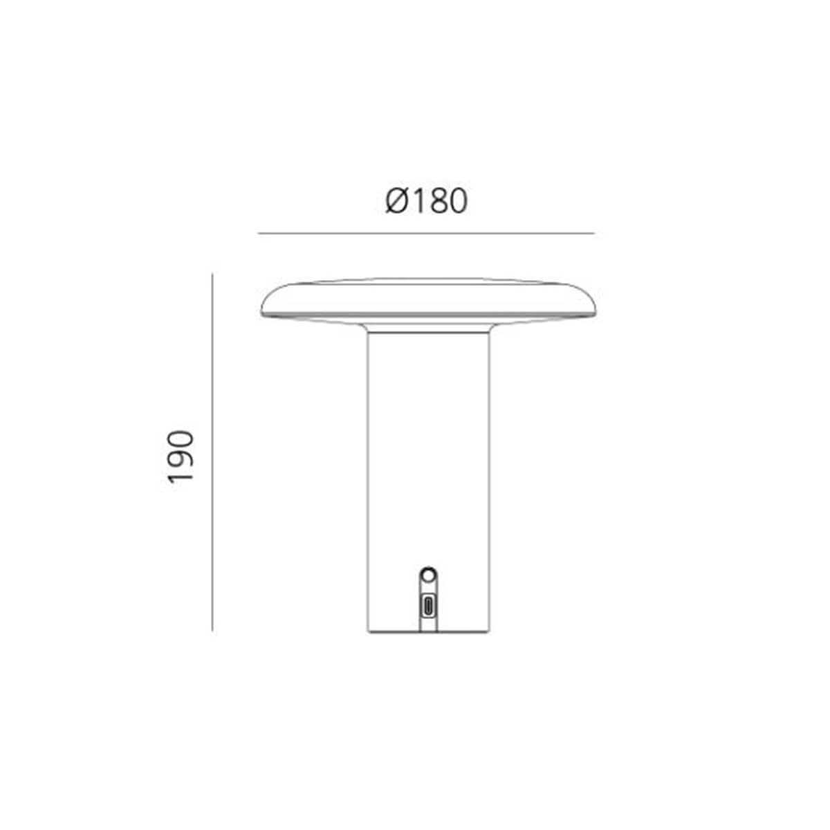 Artemide Takku LED Akkuleuchte, Maßzeichnung