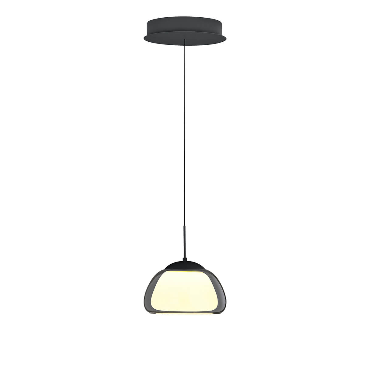 HELL Luxxo LED Pendelleuchte, Ø: 24,5 cm, schwarz / Rauchglas