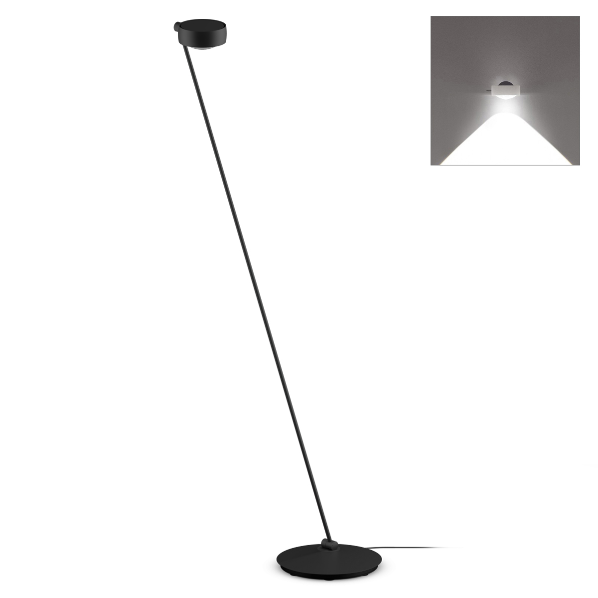 Occhio Sento C lettura LED Leseleuchte, 160 cm, 2700 K, Ausrichtung: rechts vom Objekt, schwarz matt