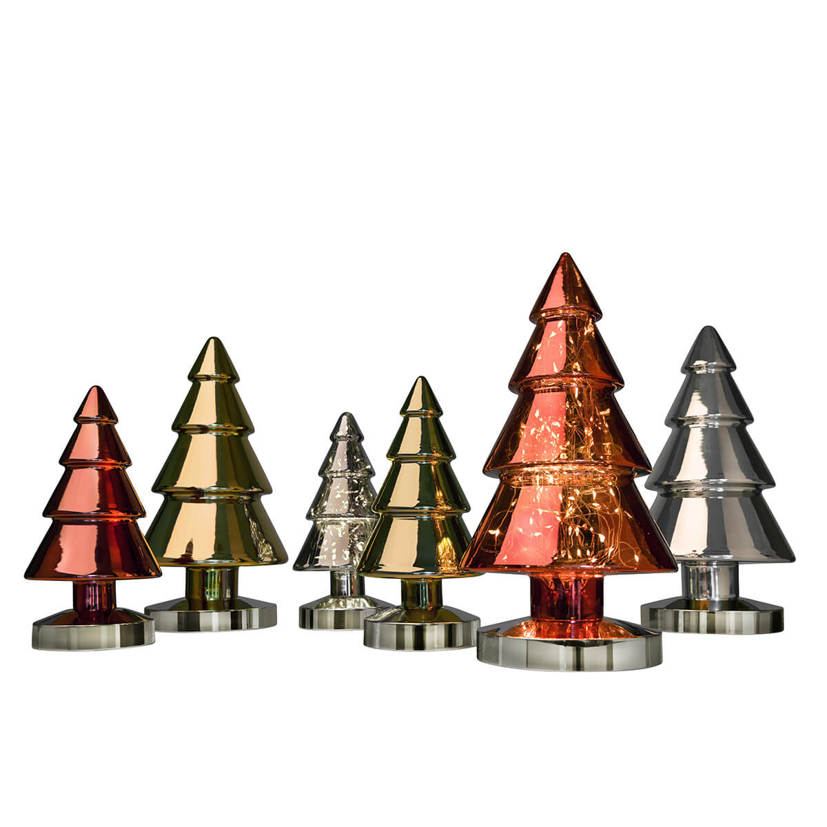 Sompex Winterlight LED Dekoleuchte, Höhe: 26 cm und Höhe: 34 cm, rot, Gold und Chrom (eingeschaltet)