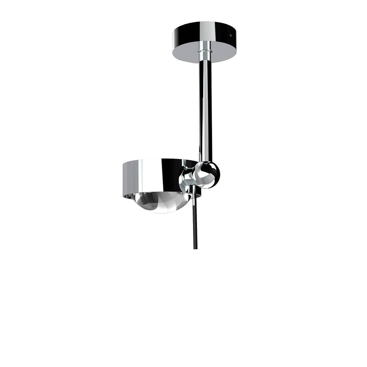 Top Light Puk Mini Side Single Ceiling Deckenleuchte, 10 cm, Gehäuse, Chrom, mit Linse klar / Glas satiniert (nicht inbegriffen)