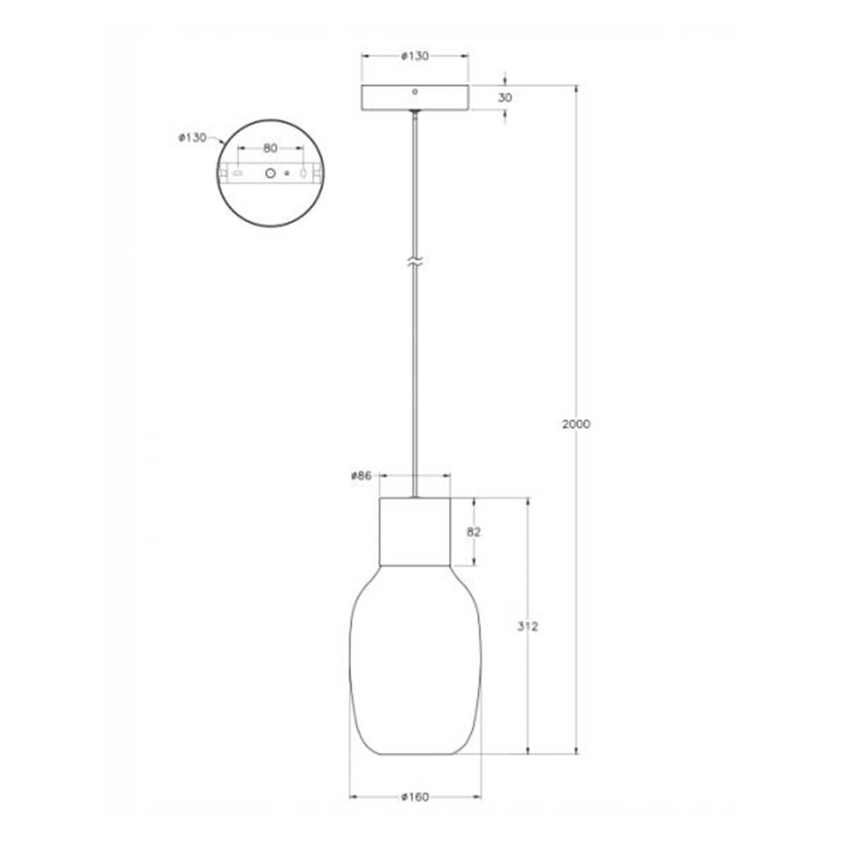 Fabas Luce Lapo LED Pendelleuchte, 1-flg., Maßzeichnung