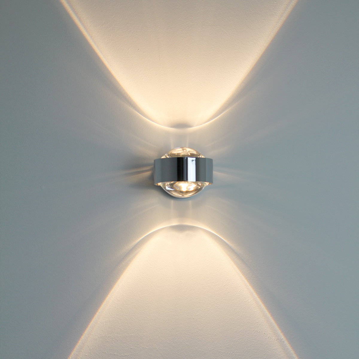 Top Light Puk Mini Wall Wandleuchte, Chrom, mit Top Light Puk Mini Linsen klar, Ø: 80 mm