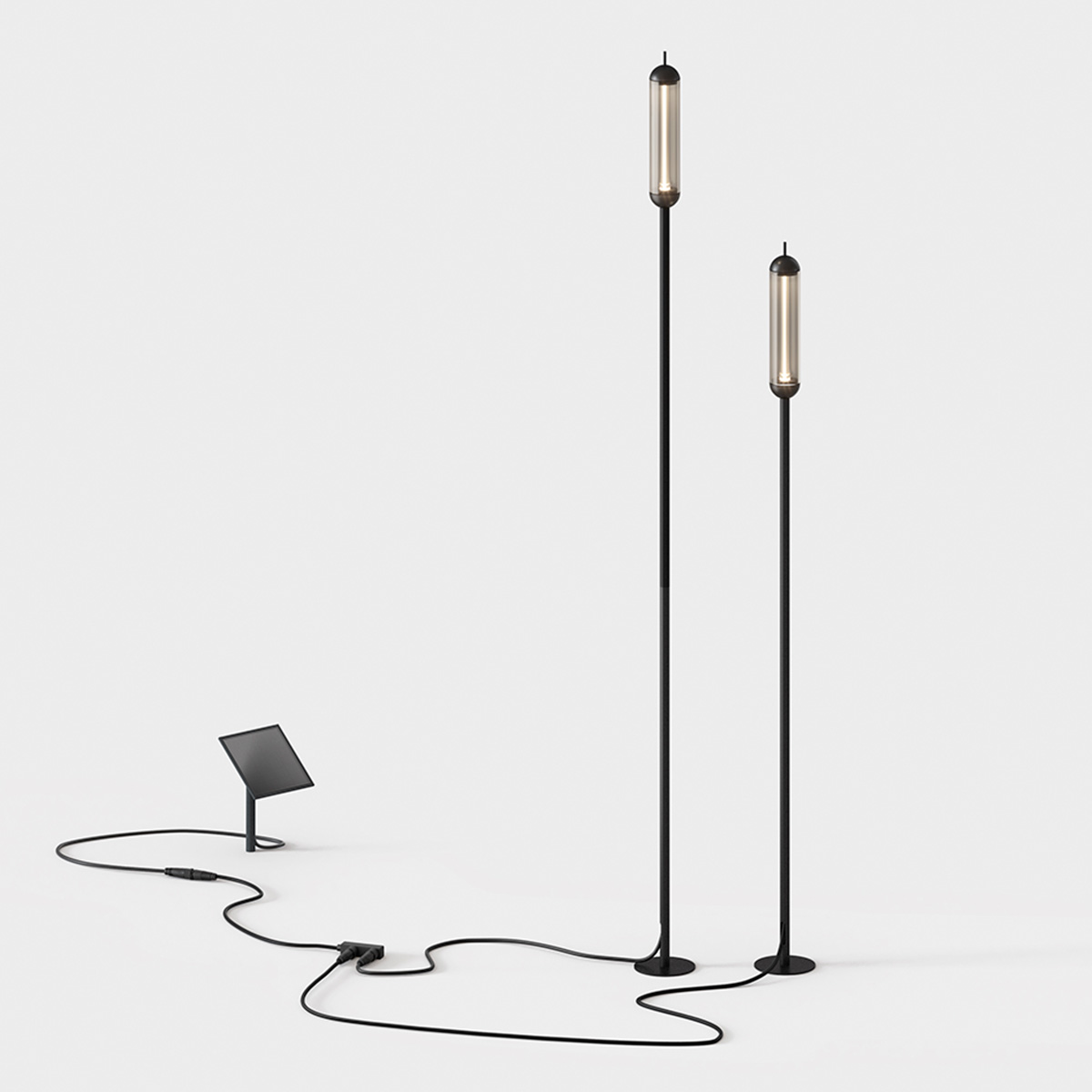 IP44.DE Reed solar set  2 x LED Erdspießleuchte mit Solarpanel, deep black (schwarz) Reed solar set  2 x LED Erdspießleuchte mit Solarpanel