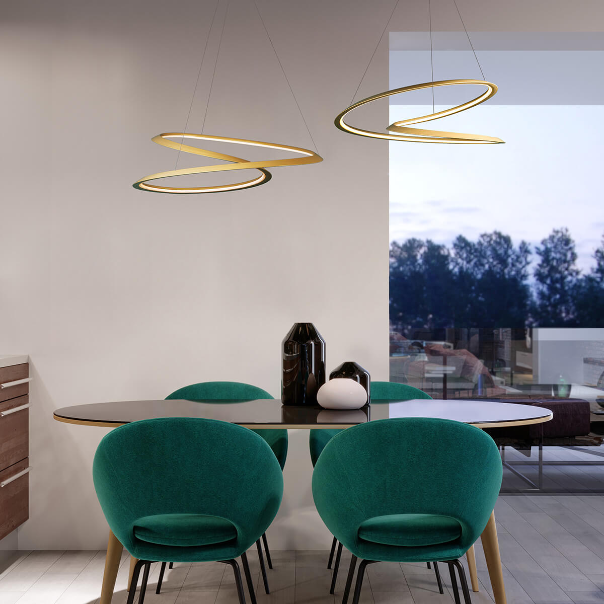 Nemo Kepler Petite LED Sospensione Downlight, Gold