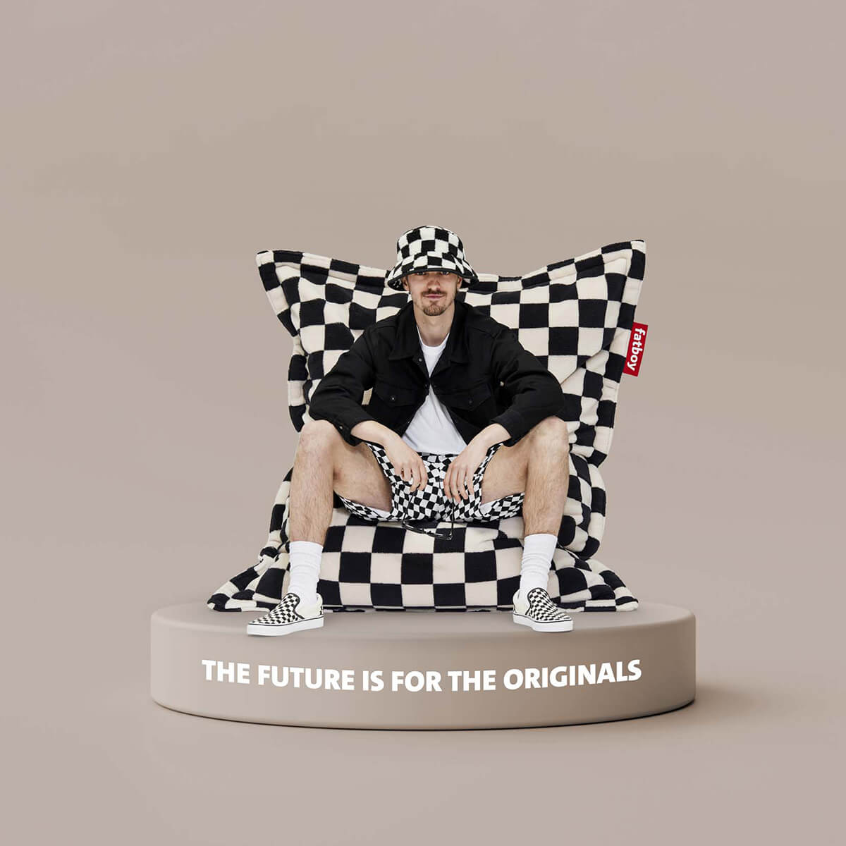 Fatboy Original Slim Teddy Chess Sitzsack, schwarz-ecru