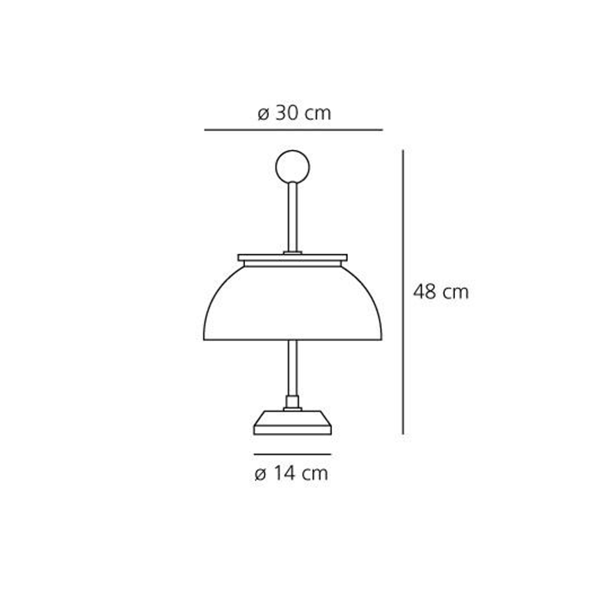 Artemide Design, Alfa Tavolo, Maßzeichnung