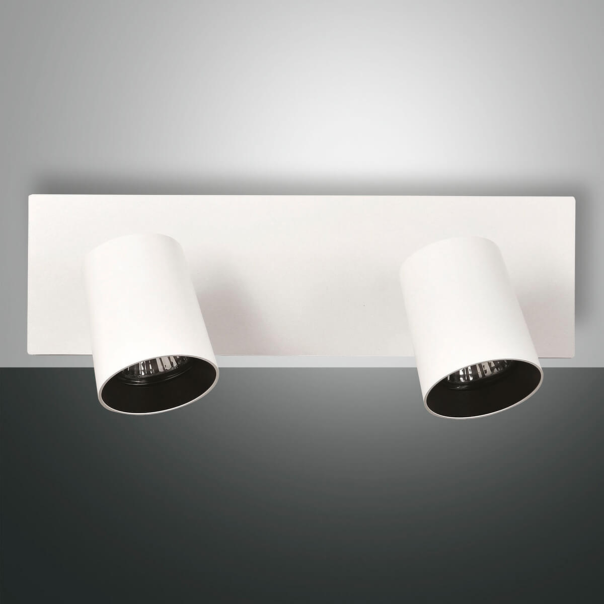 Fabas Luce Modo Deckenstrahler, 2-flg., weiß, Dekoring schwarz (ausgeschaltet)