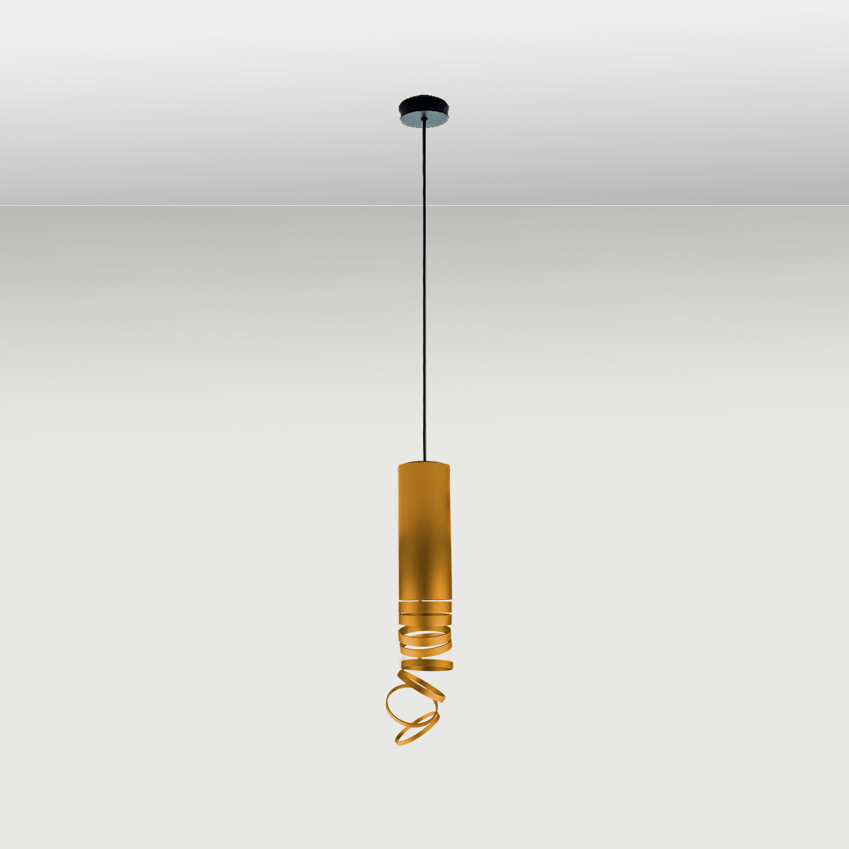 Artemide Design Decomposé Sospensione, Gold (Montage des Schirms mit der Spirale nach unten)
