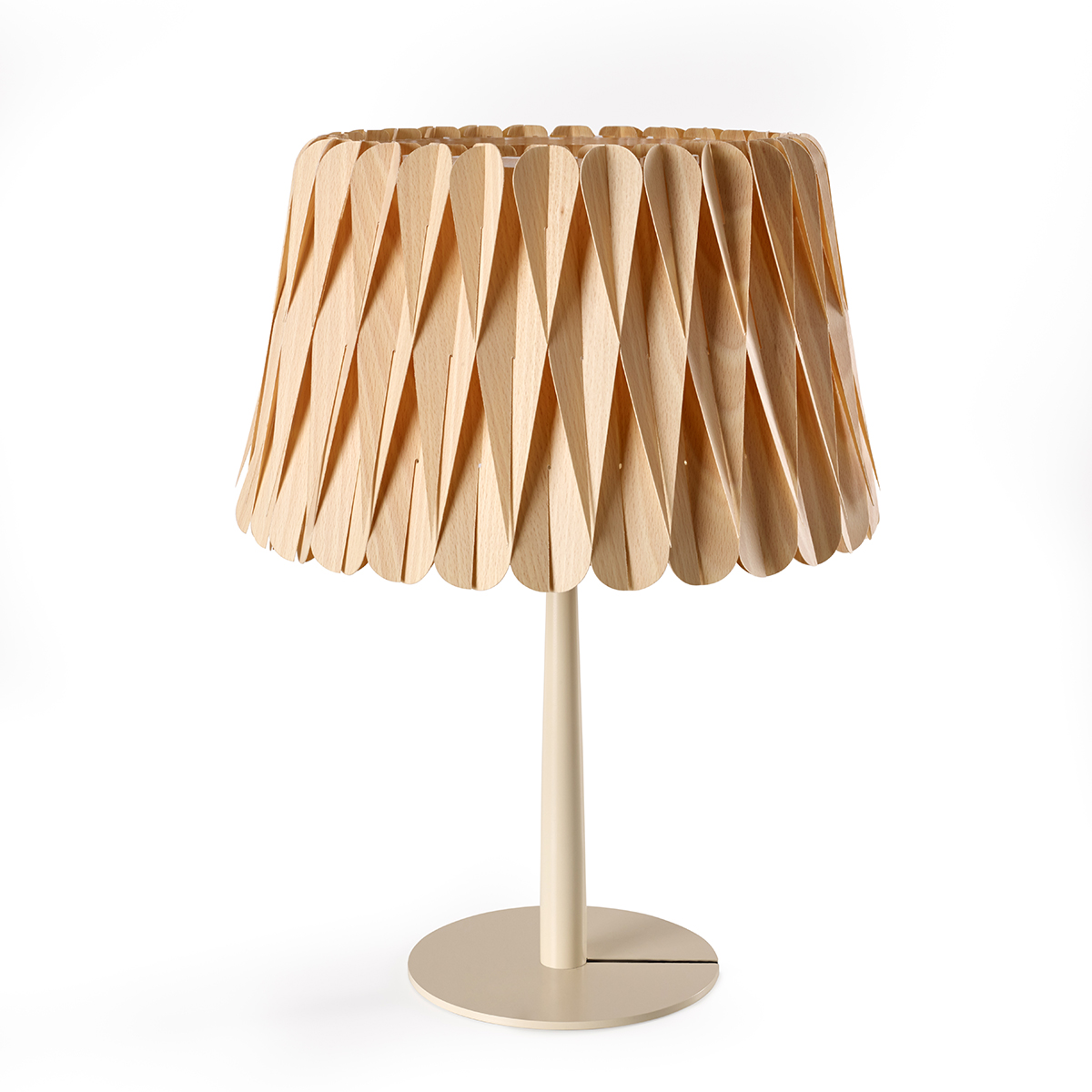 LZF Lamps Lola Medium Tischleuchte, elfenbeinweiß matt, Schirm: Buche